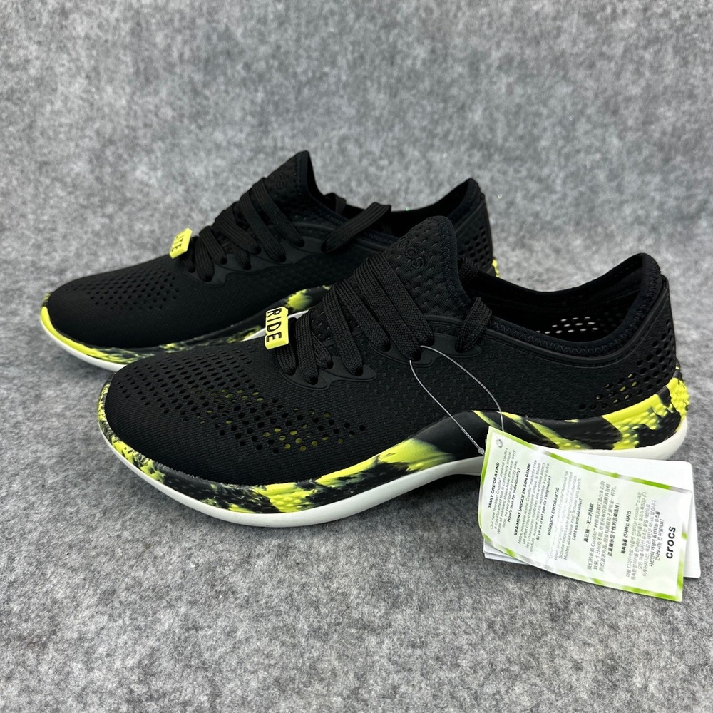 Crocs LiteRide 360 Marbled Pacer Mens 7 Womens 9 Black Citrus Sneaker 207633-02K - Picture 4 of 13